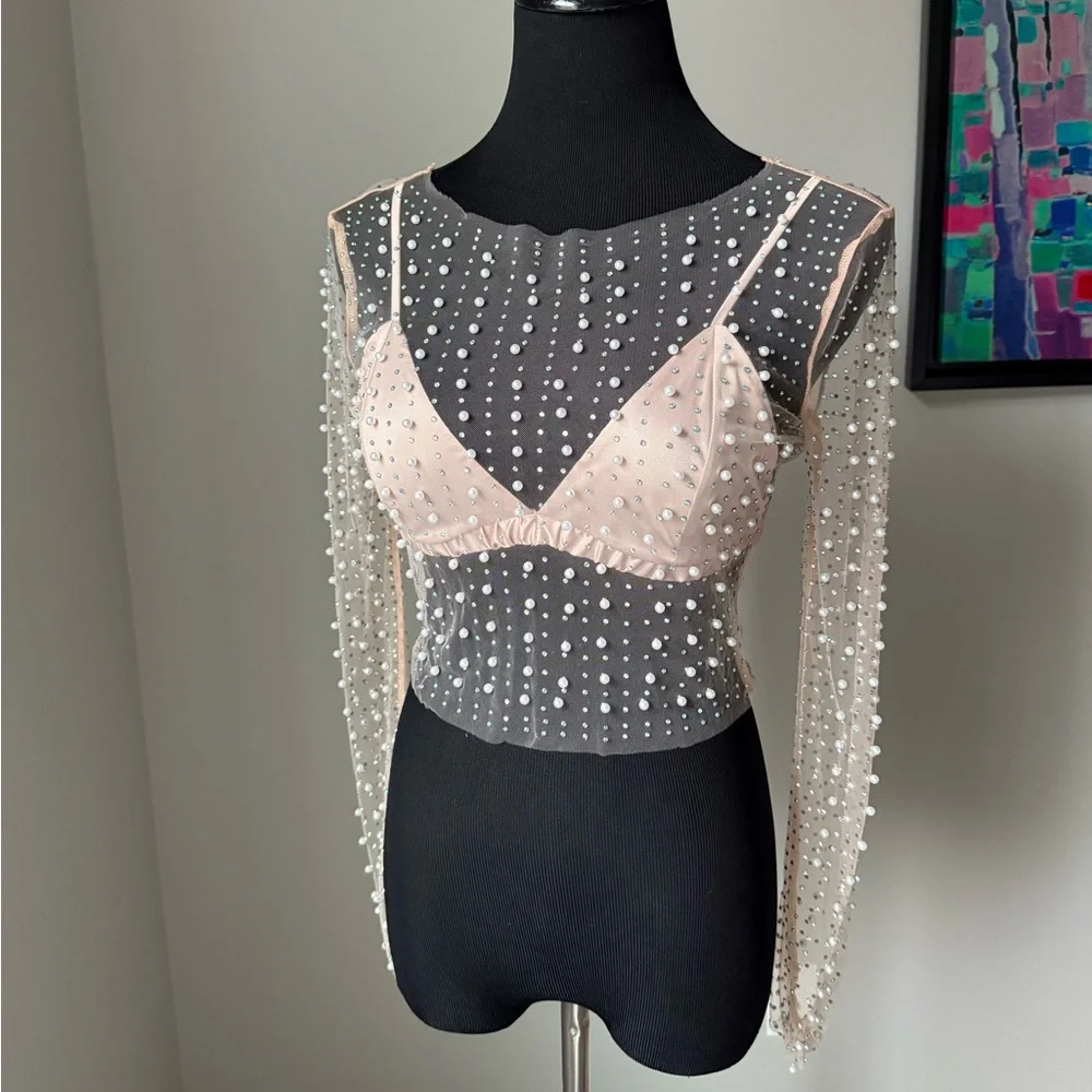 Windsor Pearl Sequin Mesh Top - Picture 1 of 10